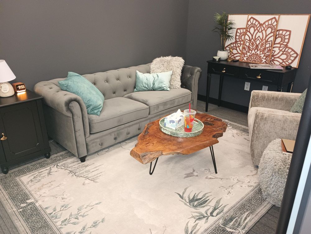 A quiet, safe, zen-inspired space for clients to relax while processing thoughts and feelings.