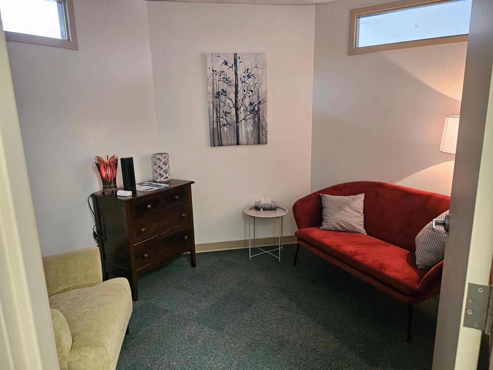 Comfortable and private space for in-person sessions.