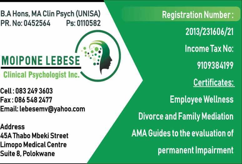 Moipone Lebese Clinical Psychologist Inc, Psychologist, Polokwane, 0700
