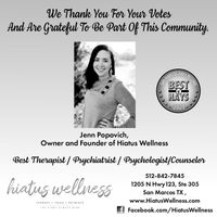 Gallery Photo of I was voted best therapist in Hays County.