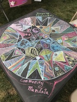 Gallery Photo of Art can bring together strangers needing to express their shared pain. Community mandala created at the 2019 Ft Collins overdose awareness day.