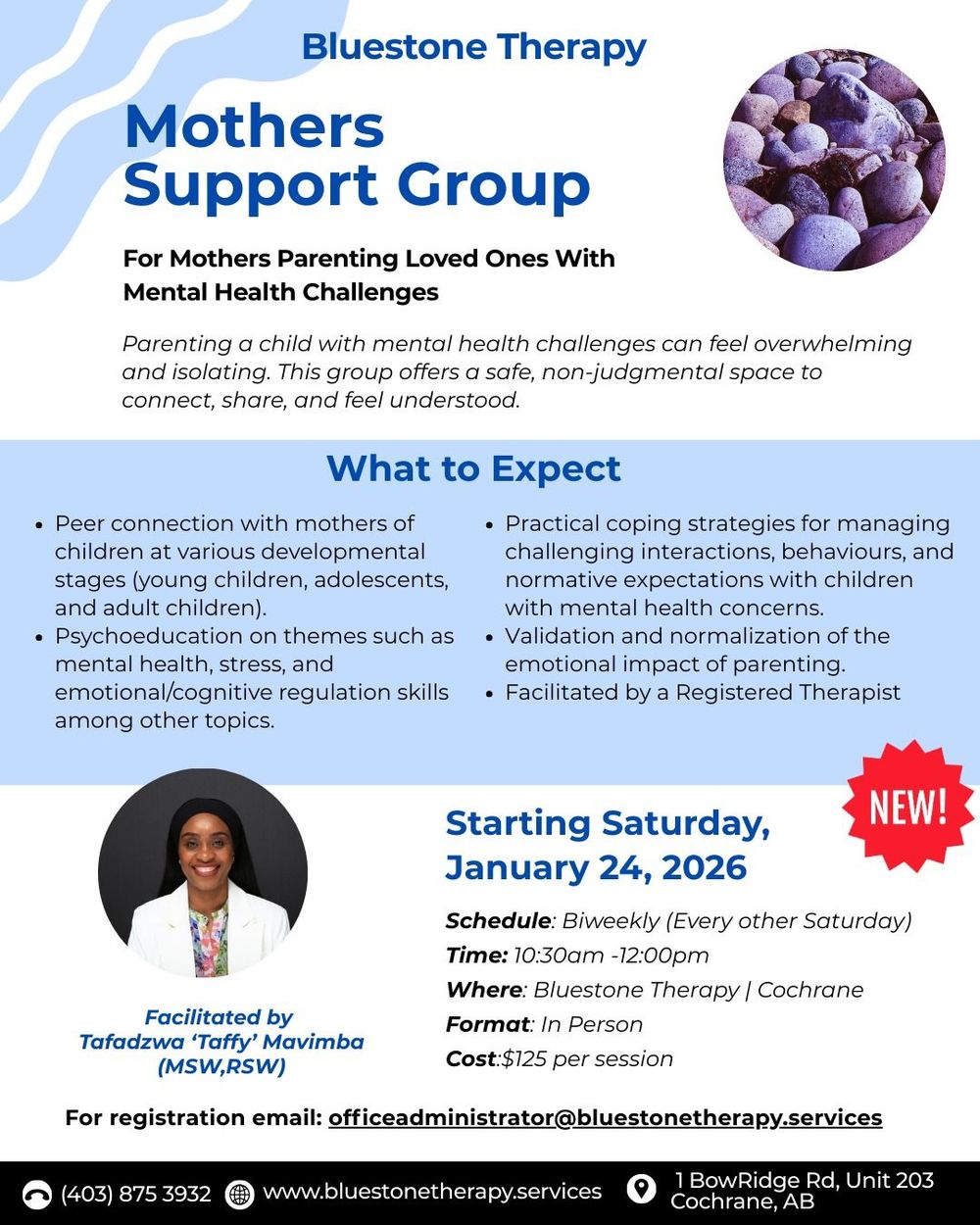 Supporting a child or loved one through mental health challenges? Join our biweekly Mothers Support Group in Cochrane for connection and support.