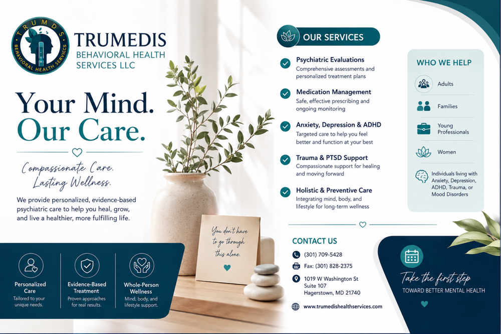Personalized psychiatric care for anxiety, depression, ADHD, and trauma. Supporting healing, growth, and wellness.