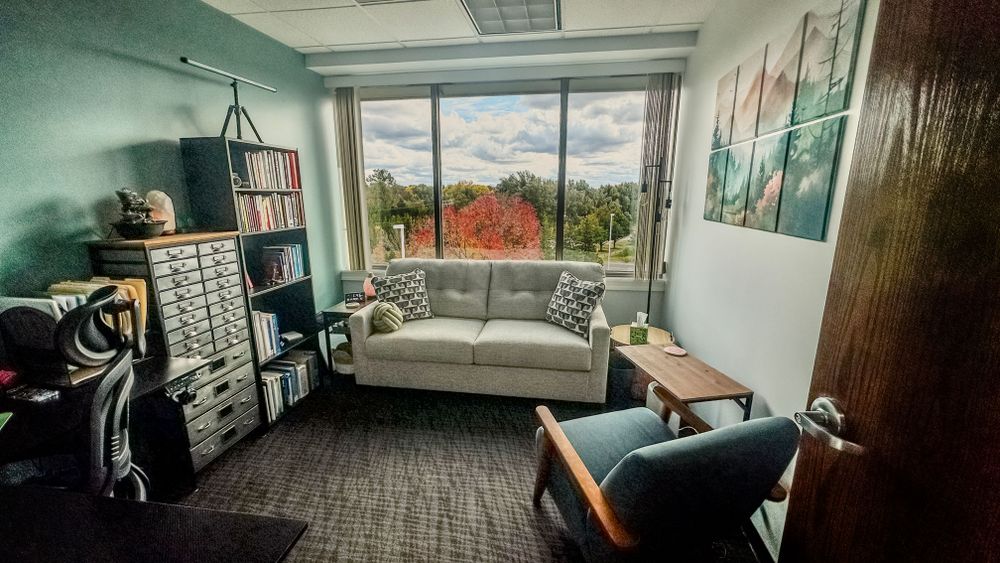 My office inside the 911 Wellness Group in Lake Zurich, Illinois. A cozy and peaceful setting to unwind and heal.