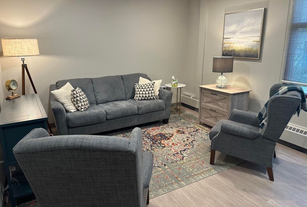 A large, welcoming office. Sit or stretch out and get cozy while we talk. 