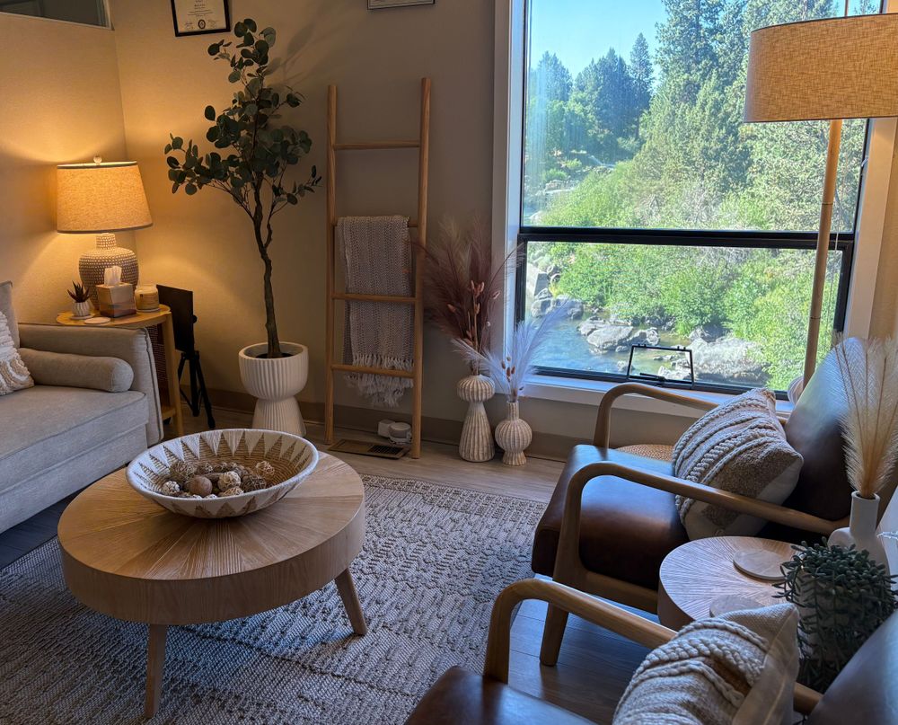 The calm space with a view and sounds of the river where we will meet together.
