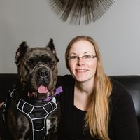 Gallery Photo of Alex Darion, LPC and therapy dog, Fava