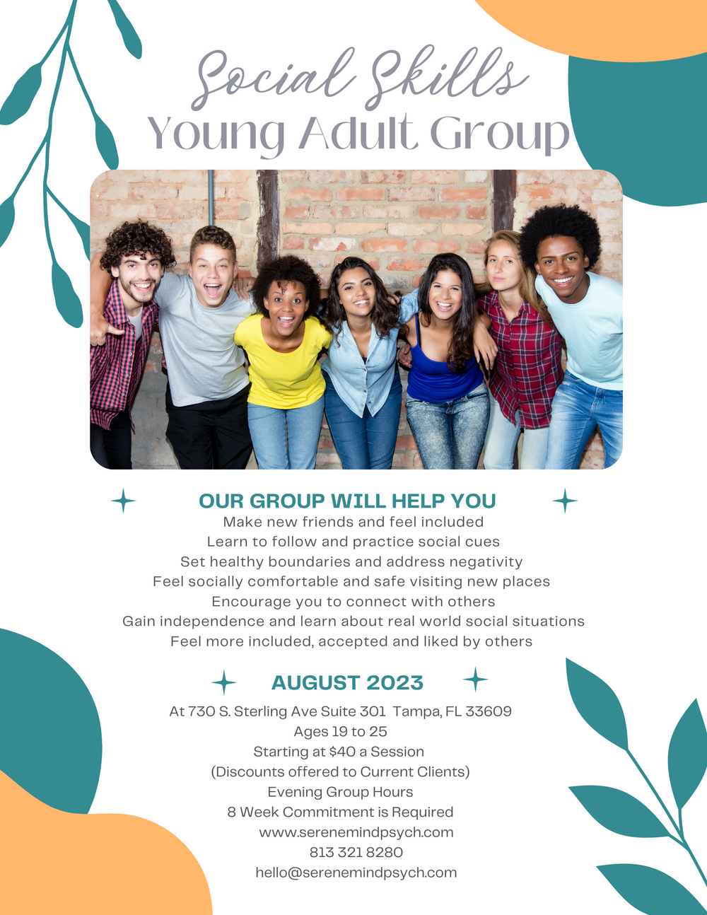 Teen + Adult Social Skills Groups (Divided by Age) - Support Group in Tampa,  FL, 33609 | Stephanie Moir