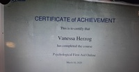Gallery Photo of Certificate of Completion in Psychological First Aid