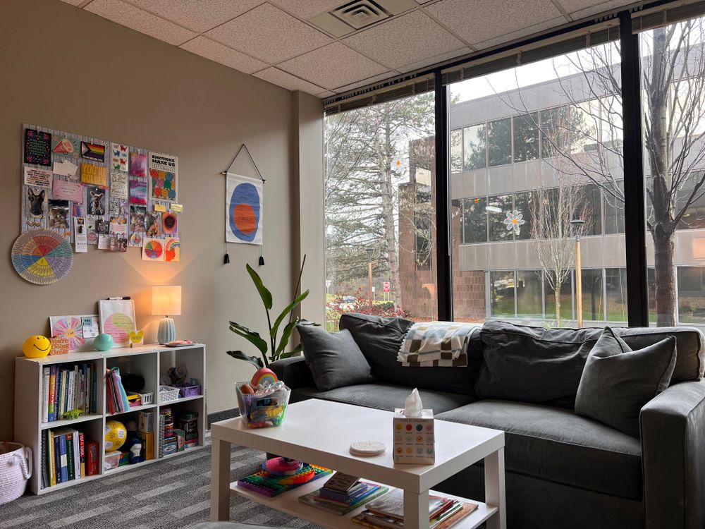 Welcome to my office - with the comfiest couch around!