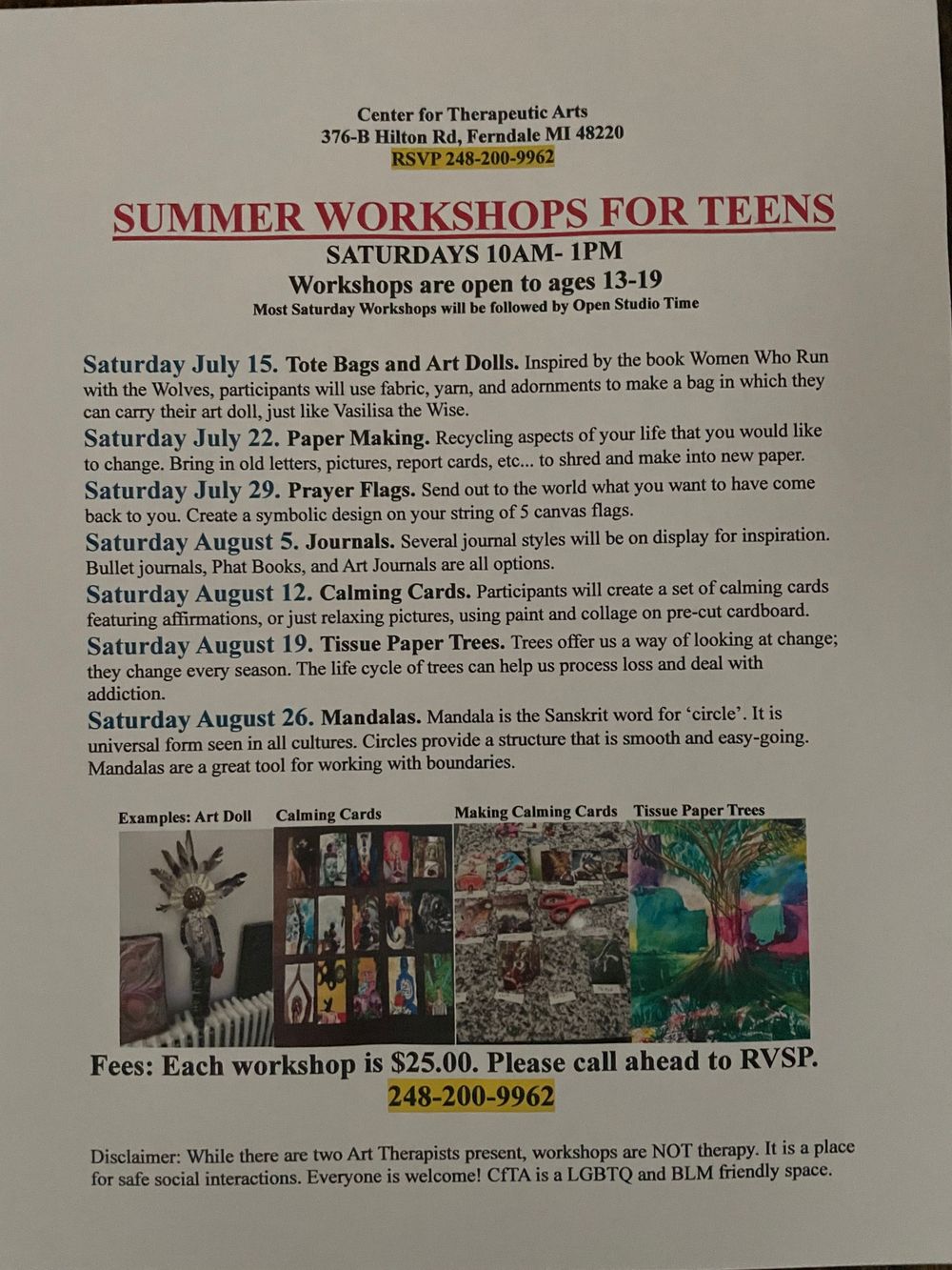 Summer Workshops! RSVP early
