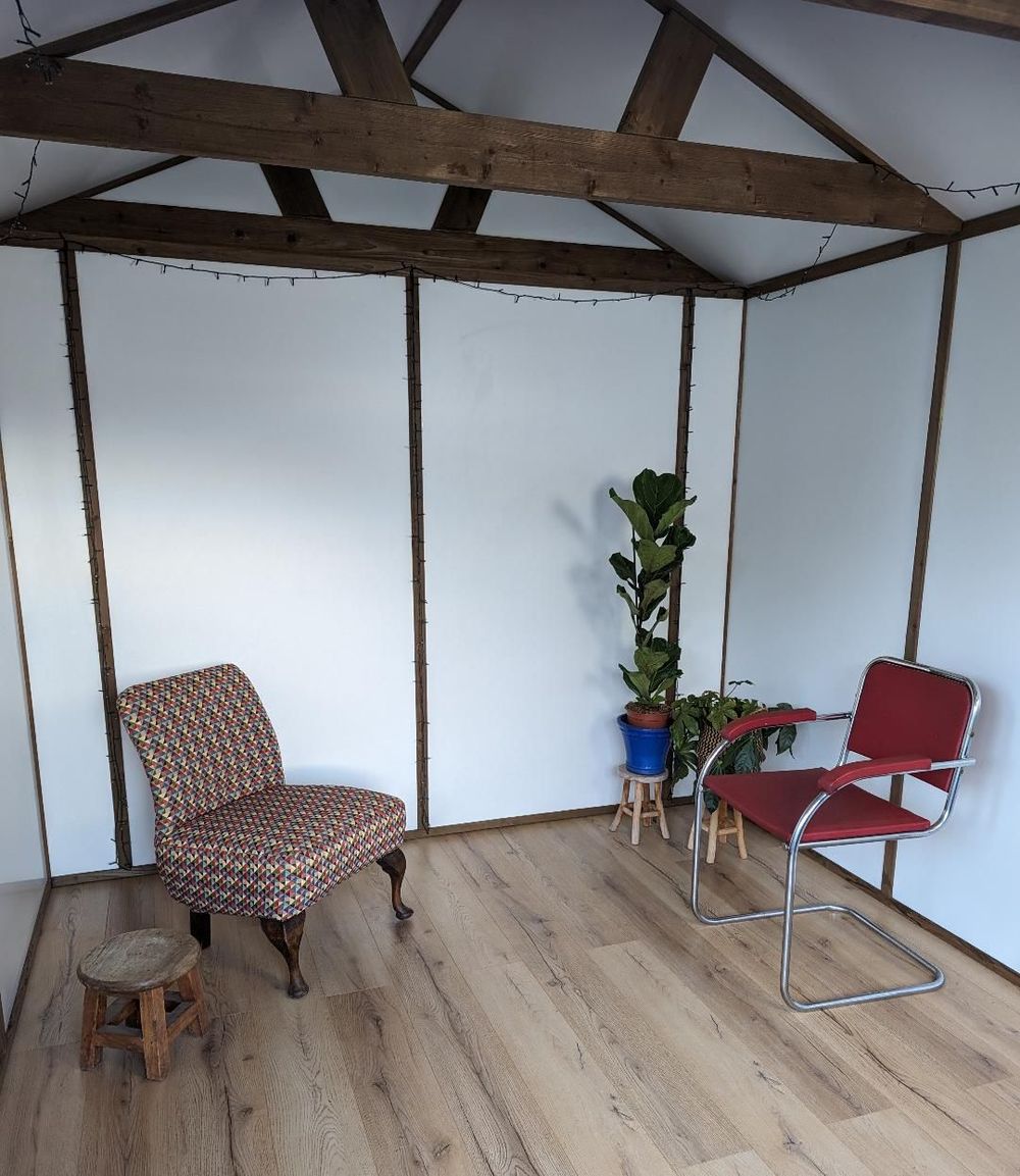 My therapy space in our Garden Room! Air con and heating.