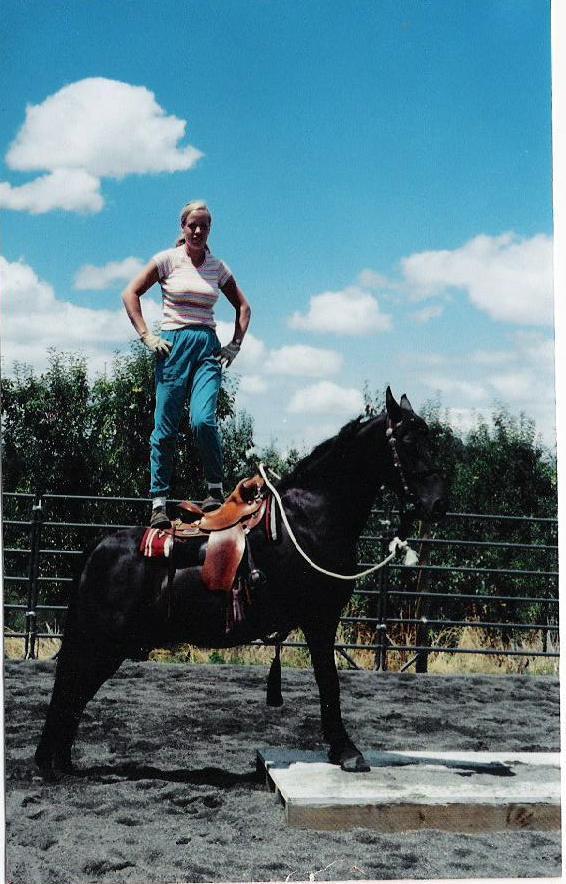 Gallery Photo of I help horses, too! Here I am on Coby, who was abused as a show horse and had just broken his human's ribs a few weeks earlier.