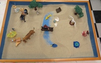 Gallery Photo of Example of a Sand-tray (Sandtray Therapy) "Create your story" using archetypal (symbolic) imagery