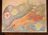 Gallery Photo of Children draw what they are afraid of to conquer and master the fear - a 3 headed dragon is very powerful to chase away the fear.