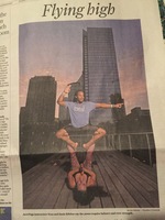 Gallery Photo of Houston Paper showing the famous couple I Love to work with Flying high in Htown!