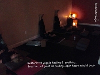 Gallery Photo of Try a private restorative yoga class to connect with deep healing, peace and bliss.