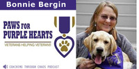 Gallery Photo of Dr. Bonnie Bergin is the originator of the "service dog:.  We talk to her about her non-profit which pairs service dogs with vets in need of support