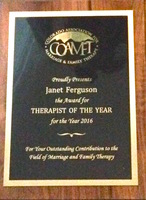 Gallery Photo of Janet was awarded Therapist of the Year, 2016, by the Colorado Association of Marriage and Family Therapists