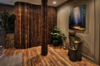 Gallery Photo of Bamboo privacy wall between exit and seating area.