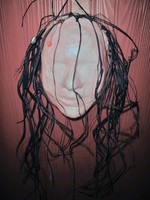 Gallery Photo of Mask plaster casting, raffia, tissue paper, beads, wire. New Skin