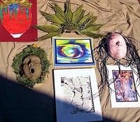 Gallery Photo of Mask making in various media: clay, paper, plaster, dried grassesandplants, raffia. Brain mapping mixing drawing and notes, water color and expression