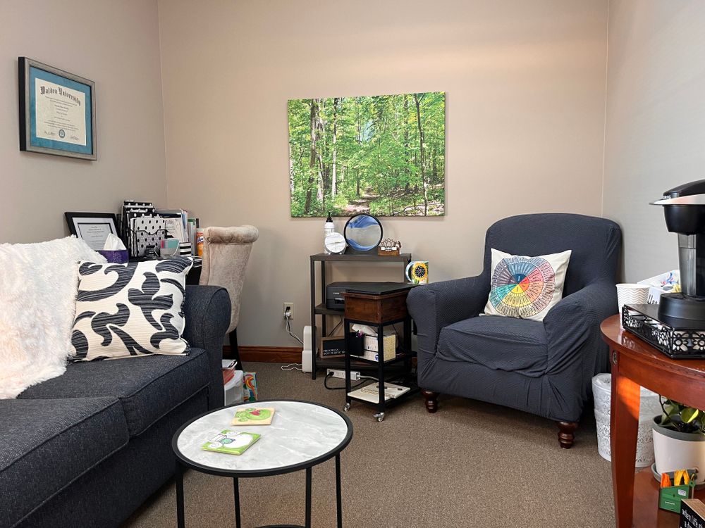 My office space is a comfortable and relaxing space for us to meet your therapy goals. 