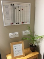 Gallery Photo of This is our check-in area. Find the name of your therapist, then flip the switch of the office they are in to let them know you've arrived.