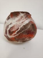 Gallery Photo of A wet felted bowl made using Merino & Shetland in a university course. Many students were new to felting & made marvelous bowls, hats & art creations.