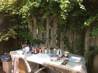 Gallery Photo of Outdoor painting studio. During the summer months, clients may request 90 minute painting sessions. Focus is on high sensitivity and low skill.