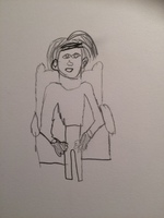 Gallery Photo of Client rendition of Gwen doing therapy. Clients are encouraged to engage honestly with the therapist. Communicating difficult to say things.