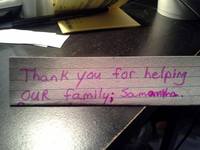 Gallery Photo of One of many thank you notes that we receive