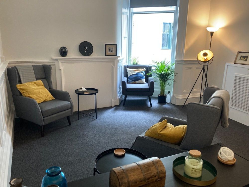 Our private therapy room, based in central Glasgow, is a calm and welcoming space