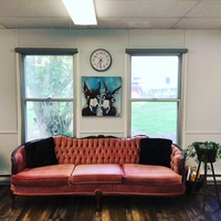 Gallery Photo of Offering in-person talk therapy and expressive arts therapy. Our donkeys, Leroy & Jake, welcome you to our cozy counselling and workshop space.