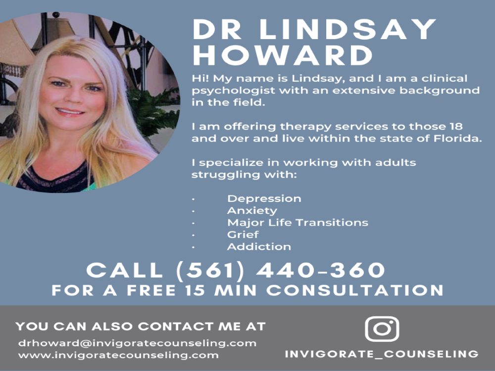 Gallery Photo of Dr. Lindsay Howard licensed psychologist Parkland, FL