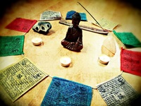 Gallery Photo of Some of the tools I use in my group work and to set up the healing space for clients.