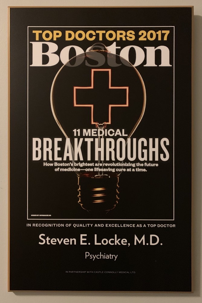 Selected by Boston Magazine as a Top Psychiatrist every year since 2017