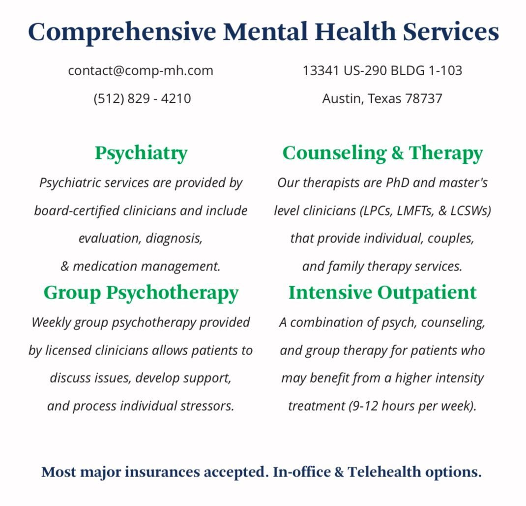 Comprehensive Mental Health, Marriage & Family Therapist, Austin ...