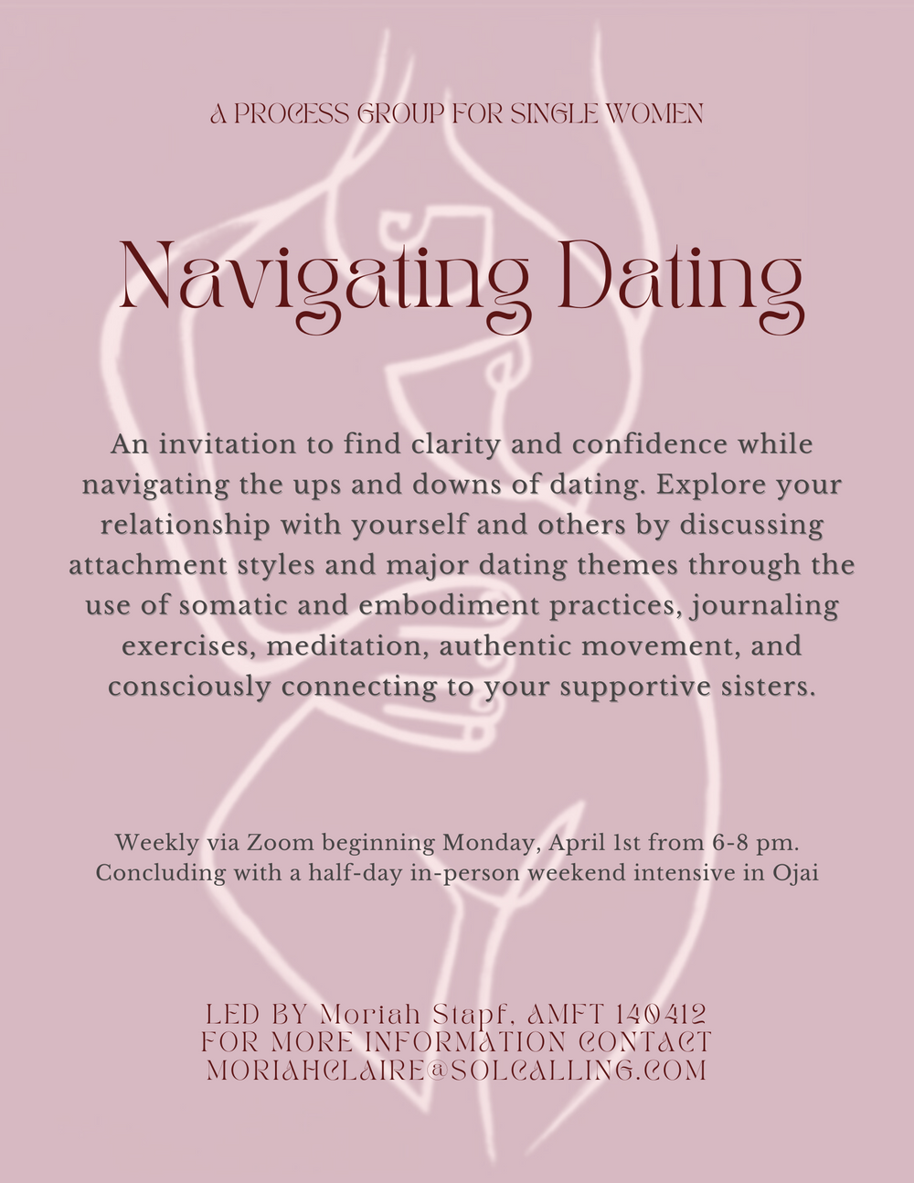 Please reach out if you are interested in learning more about my women's dating group beginning April 1st! 