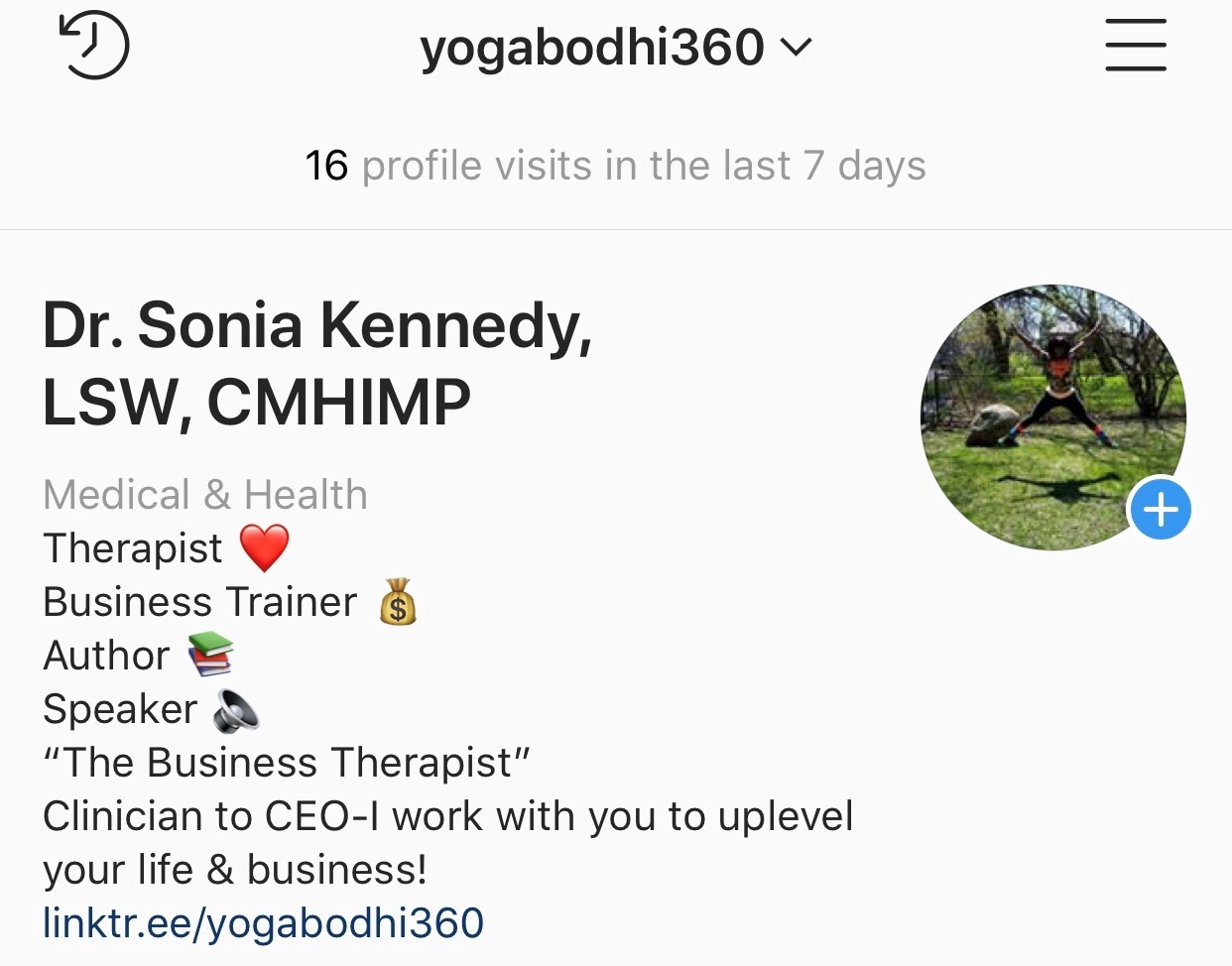 Gallery Photo of Follow Me on Instagram for Therapy & Lifestyle Management Tips & Tools @yogabodhi360