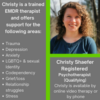 Gallery Photo of Christy Shaefer offers lived experience as a part of the LGBTQ community: Price for Individual therapy is $140 & HST