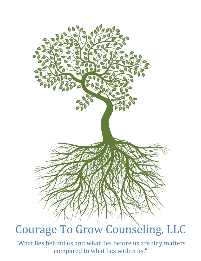 Courage To Grow Counseling logo - Hakomi Tree symbolizing the intricate "root system" and the many "branches" and "leaves" that make us who we are