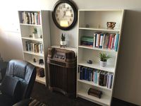Gallery Photo of Bookshelves and furniture behind therapist's chair.