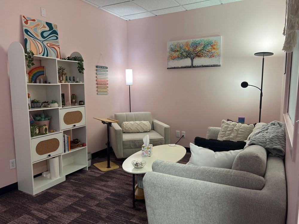 In person clients- this is the lovely office I borrow from another clinician at Prism!