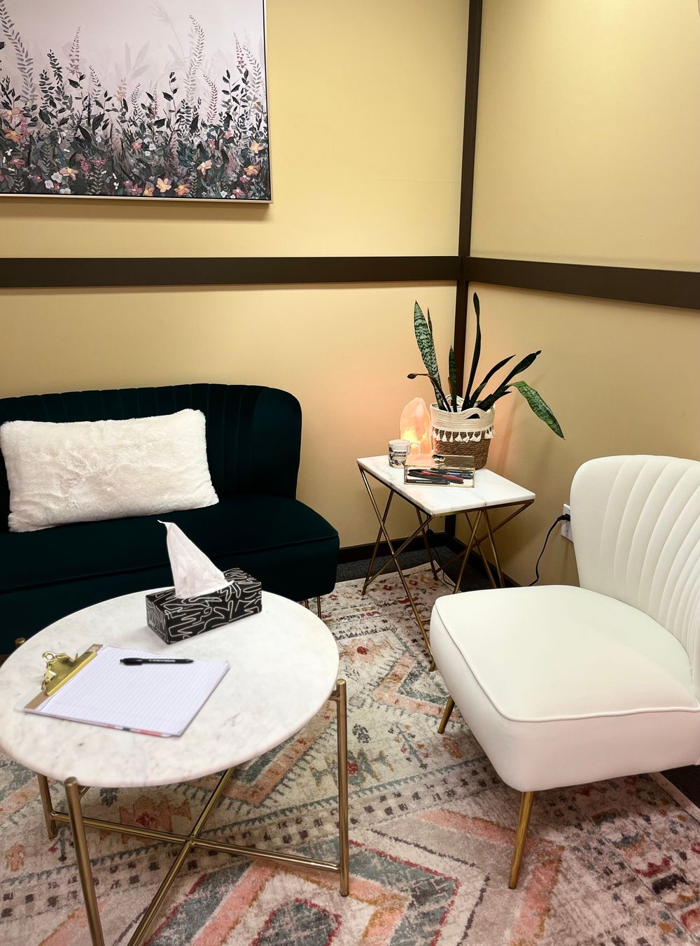Counselling services are offered in a cozy and tranquil space.