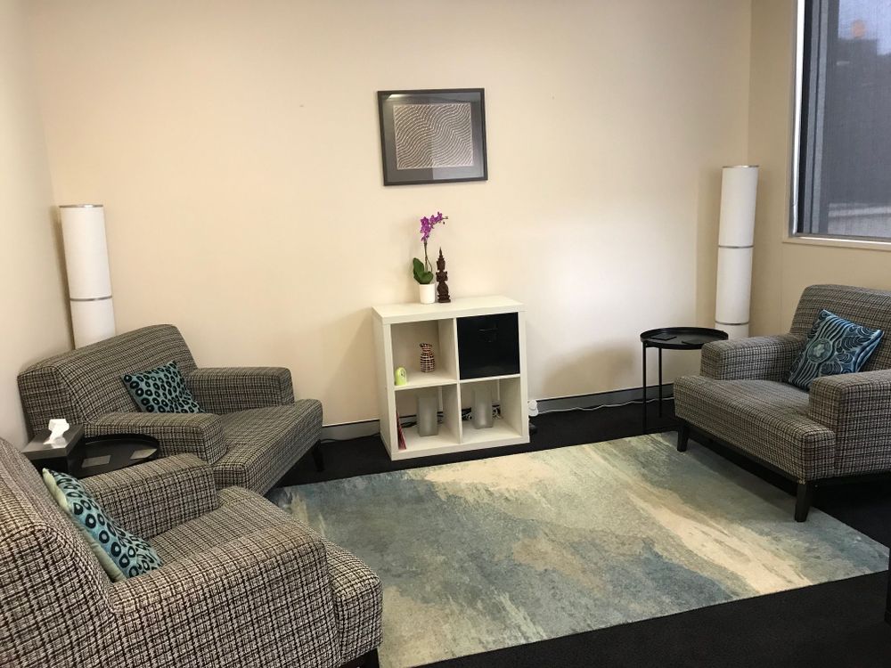 This is the talking space situate in Surry Hills. Room is part a group of offices for Counsellors and Psychotherapists. There is no reception area.