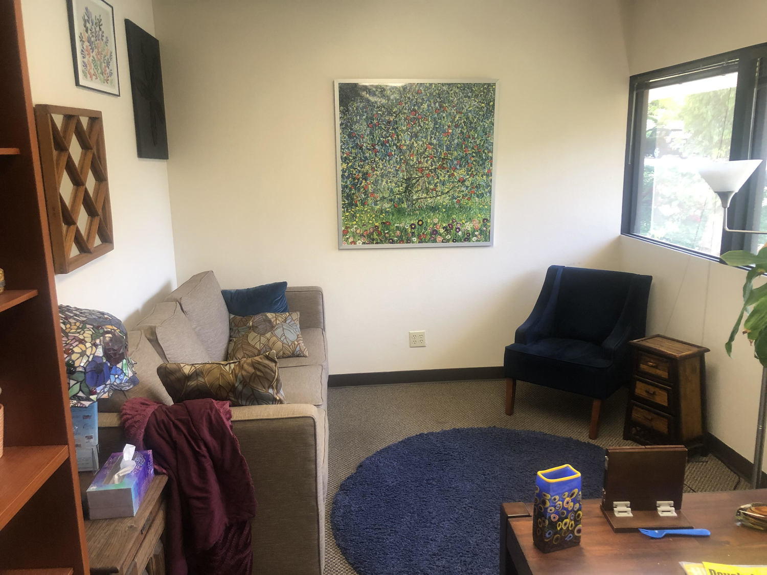 Gallery Photo of This was my personal office. However, the pandemic changed that. I have since found out that my clients love teletherapy in their own space.