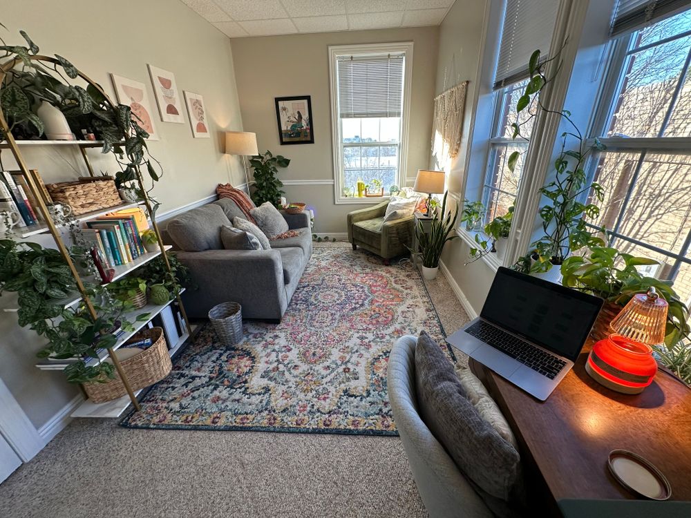 I want my physical space to match the emotional space of my practice: warm, inviting, and safe. Come as you are!