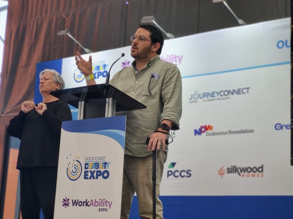 Giving a talk at the disability expo