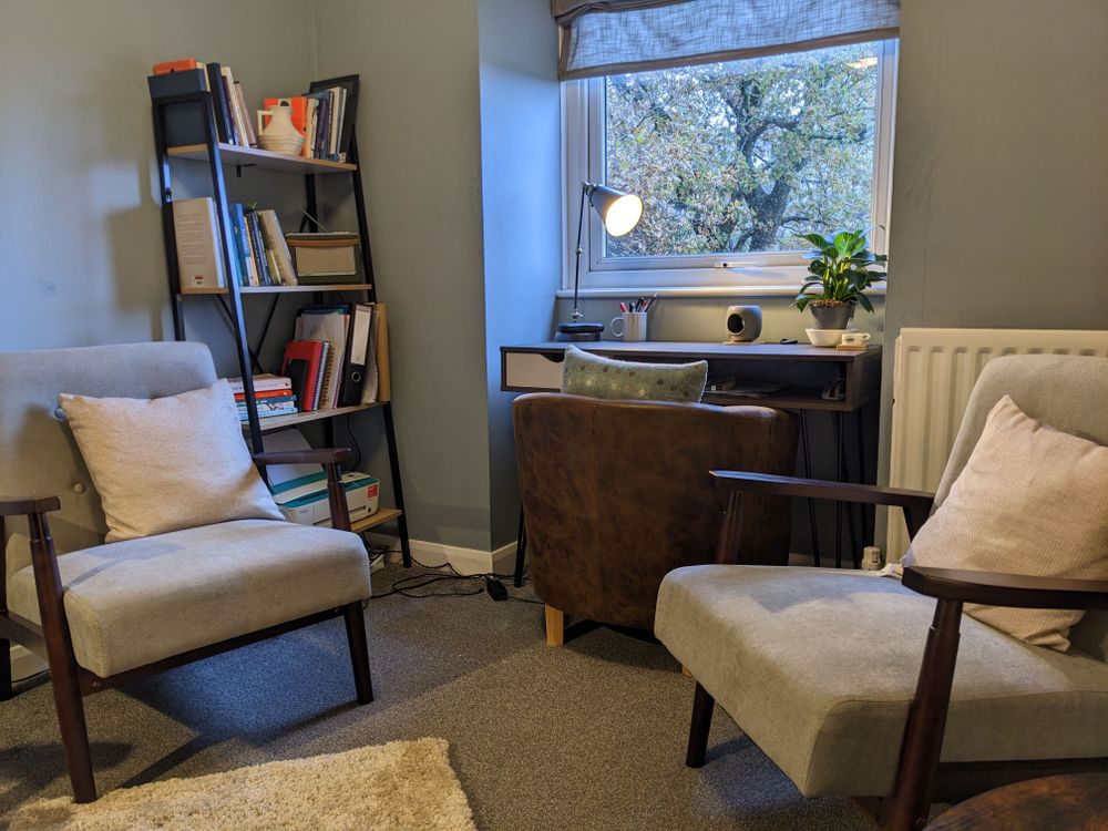 My therapy room is at my home overlooking the forest